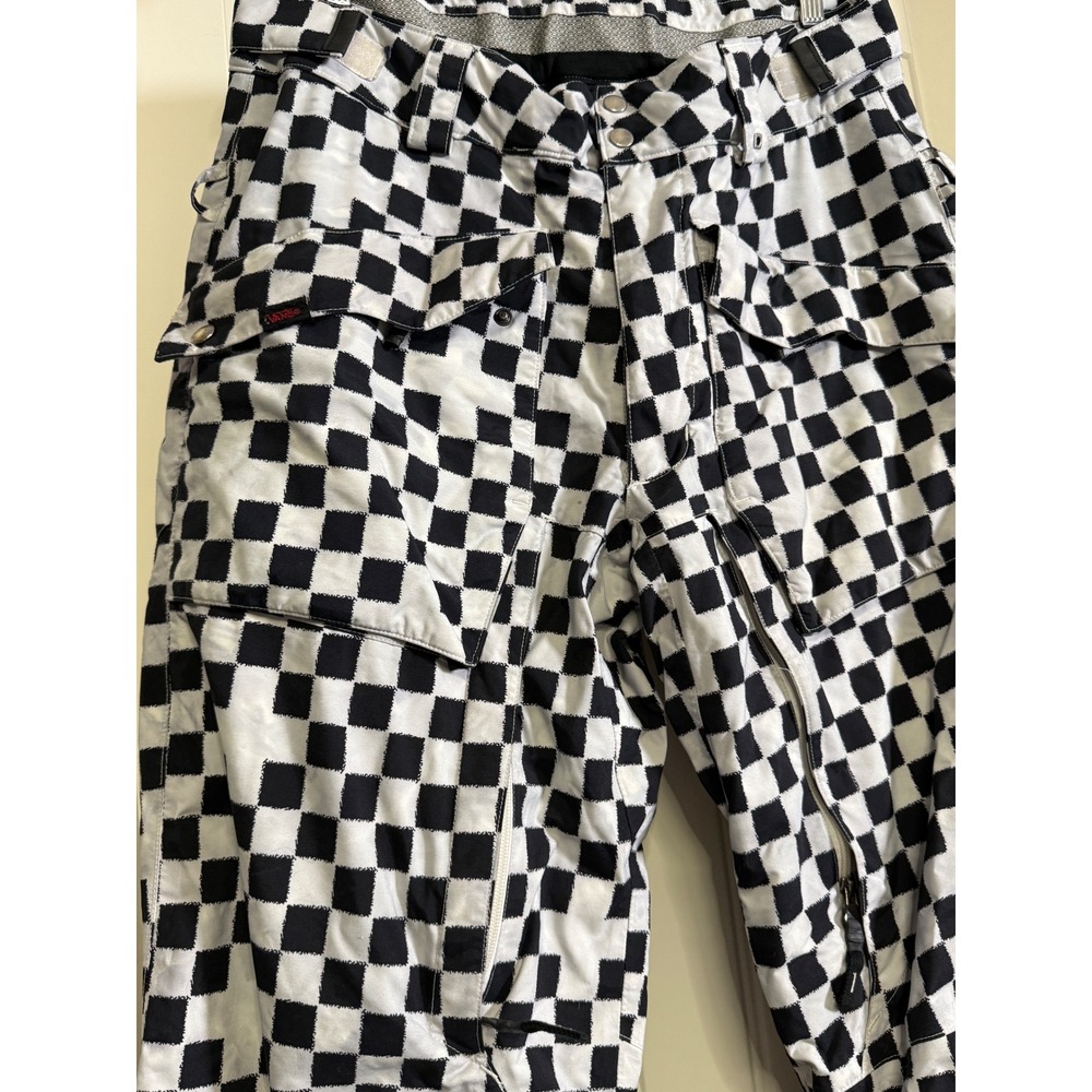 Vans Mens Y2K Checkerboard Snowboard Pants Black White Cargo Insulated L Flawed - Picture 4 of 9
